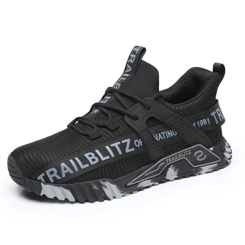 TRAILBLITZ Composite Steel Toe Shoes for Men Work Safety Sneakers Non Slip Comfortable Lightweight Breathable Mens Hard Toe Industrial Construction Tennis Slip On Footwear(10.5 Men, Black) - Image 1