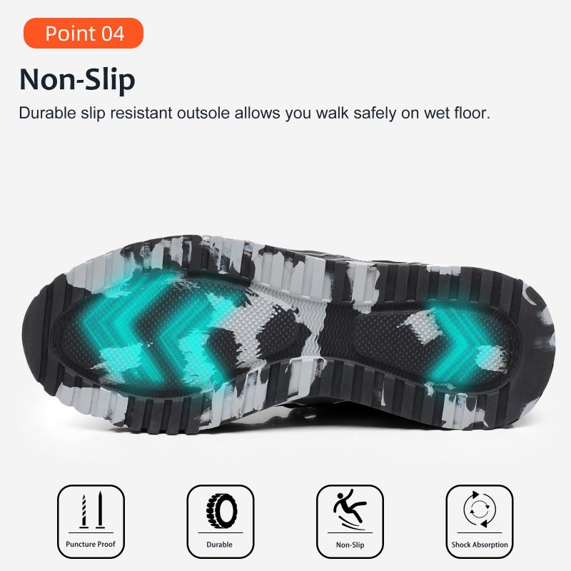 TRAILBLITZ Composite Steel Toe Shoes for Men Work Safety Sneakers Non Slip Comfortable Lightweight Breathable Mens Hard Toe Industrial Construction Tennis Slip On Footwear(10.5 Men, Black) - Image 5