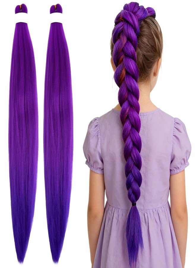 ROOKEA 2 Pack 26 Inch Purple Braiding Hair Extensions Pre-stretched Long Wigs for Women, Colorful Ponytail Synthetic Hair Makeup Braids for Cosplay Christmas Halloween Costume Bachelorette Party - Image 1
