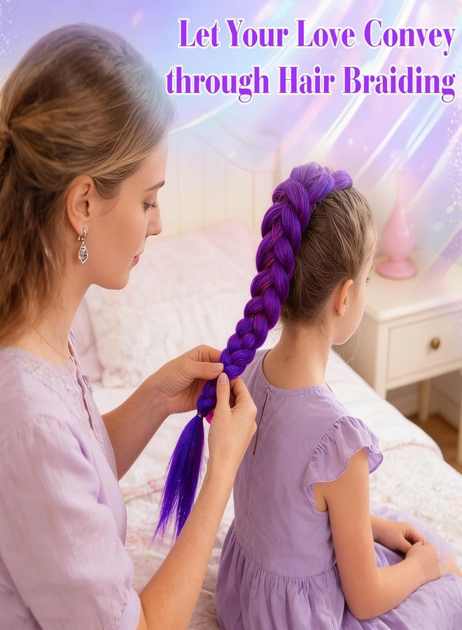 ROOKEA 2 Pack 26 Inch Purple Braiding Hair Extensions Pre-stretched Long Wigs for Women, Colorful Ponytail Synthetic Hair Makeup Braids for Cosplay Christmas Halloween Costume Bachelorette Party - Image 2