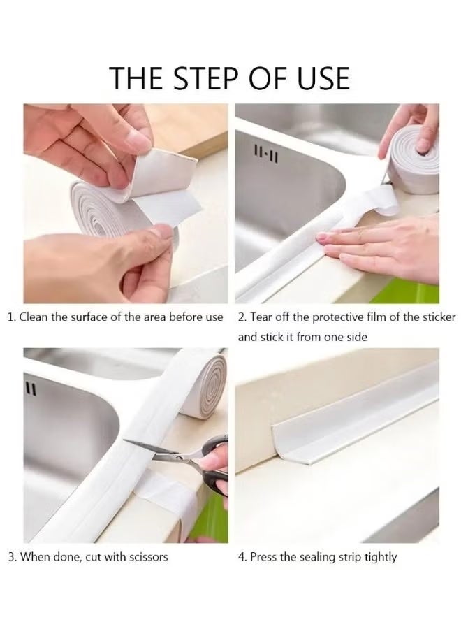 Self Adhesive Bathroom Waterproof Mouldproof Sealing Tape 3 m Length 3.5 cm Width, White - Image 2