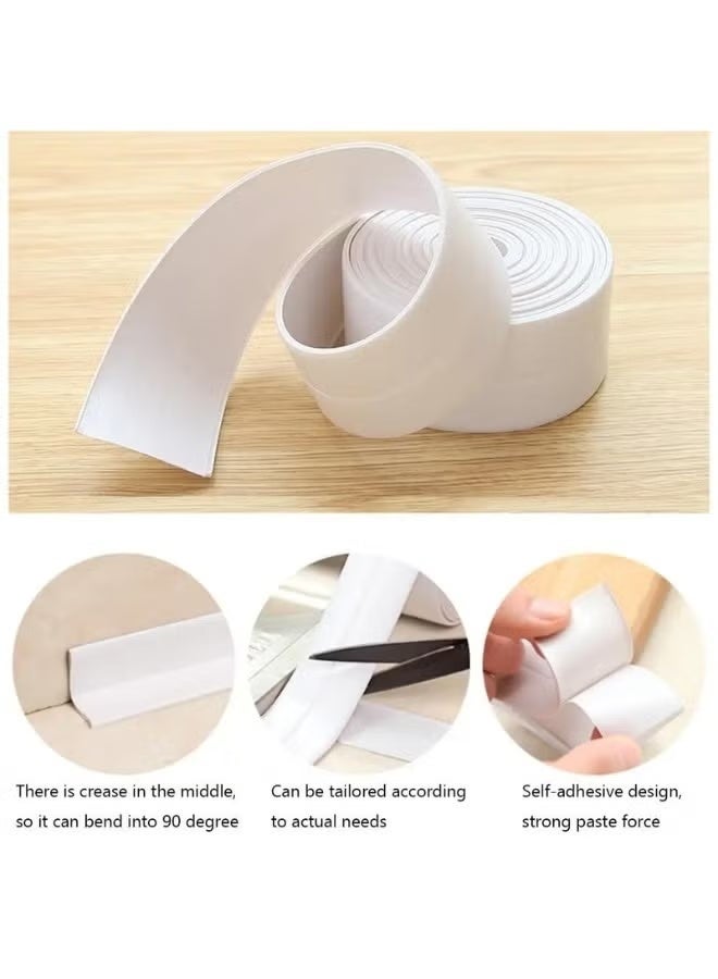 Self Adhesive Bathroom Waterproof Mouldproof Sealing Tape 3 m Length 3.5 cm Width, White - Image 3