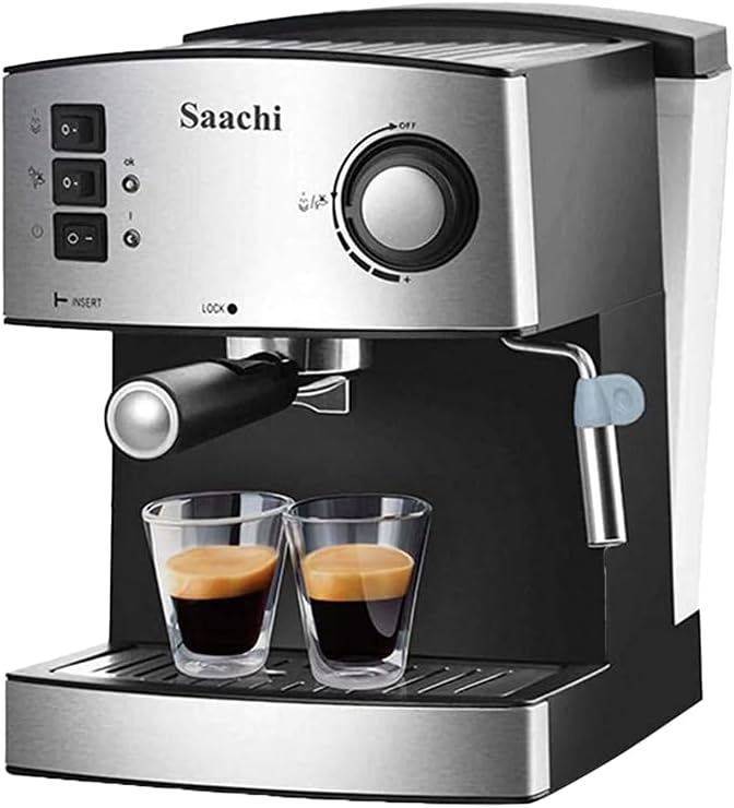 Saachi All-In-One Coffee Maker to make Espresso, Cappuccino and Latte with 15 Bar Steam Pressure Pump, Svivel Steam Jet to Froth Milk and Keep Warm Tray 150 ml 850 W NL-COF-7055 - Image 2