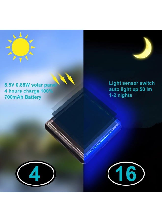Lacasa Blue Solar Deck Lights 4 Pack, Dusk to Dawn Large Battery Step Lights, Big Solar Powered Waterproof Dock Lights, LED Solar Lights Outdoor Garden Stair Driveway Walkway Pathway Warning Lamp - Image 2