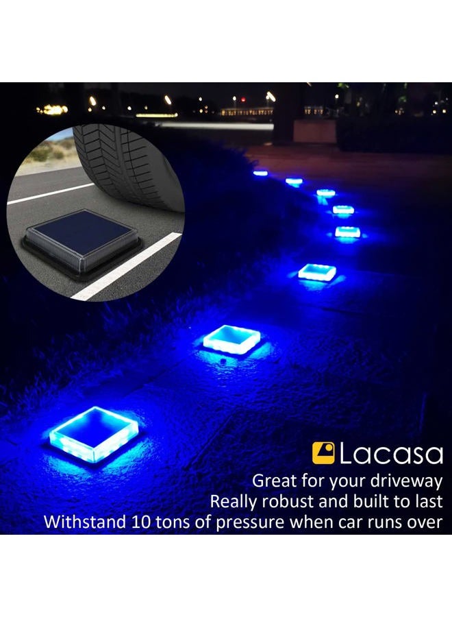Lacasa Blue Solar Deck Lights 4 Pack, Dusk to Dawn Large Battery Step Lights, Big Solar Powered Waterproof Dock Lights, LED Solar Lights Outdoor Garden Stair Driveway Walkway Pathway Warning Lamp - Image 3