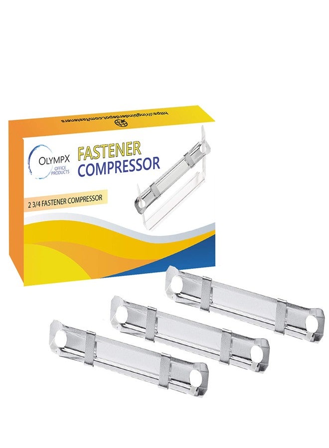 OLYMPX 100 Pcs of Prong Paper Fastener Compressors for Standard 2-Hole Punch, Works with 1 Inch - 3.5 Inch Capacity, 2.75 Inch Center for Paper Fastener Prong Bases, 100 per Box - Image 1