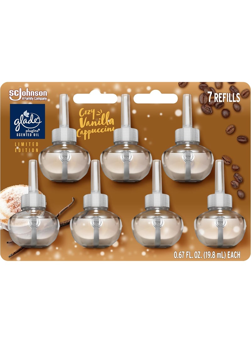 Glade Glade PlugIns Refills Air Freshener Scented and Essential Oils for Home and Bathroom Cozy Vanilla Cappuccino Limited Edition Scent 469 Fl Oz 7 Count  - Image 1