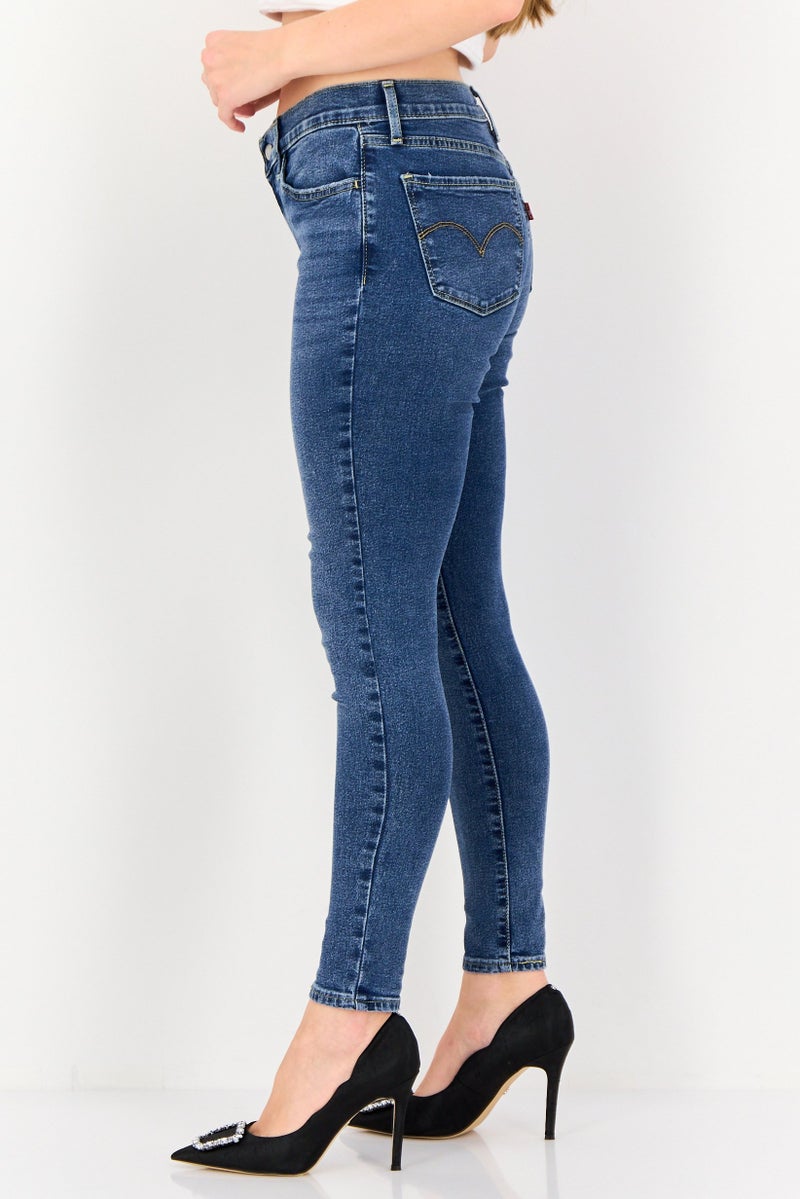 Levi's Women Slim Fit Washed Stretchable Denim, Blue - Image 3