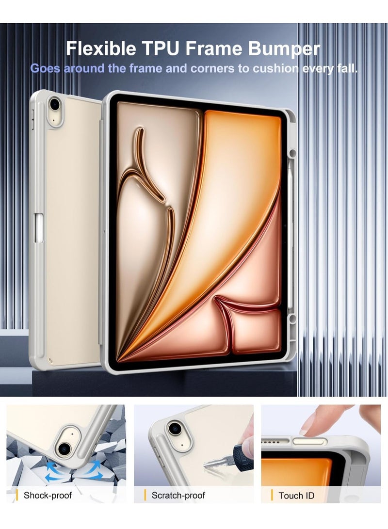 DUSALA Case for New iPad Air 13 inch (M3/M2-2025/2024) with Pencil Holder, Slim Stand Protective Cover with Clear Transparent Back Shell for iPad Air 13 inch, Auto Wake/Sleep, (Grey) - Image 3