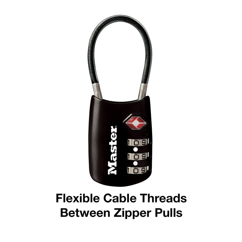 Master Lock Master Lock Black Set Your Own Combination TSA Approved Luggage Lock, Travel Lock for Backpacks, Suitcases, or Zippers, 4688D  - Image 5