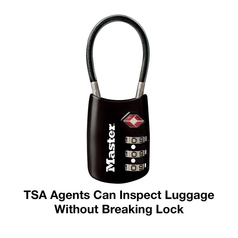 Master Lock Master Lock Black Set Your Own Combination TSA Approved Luggage Lock, Travel Lock for Backpacks, Suitcases, or Zippers, 4688D  - Image 3