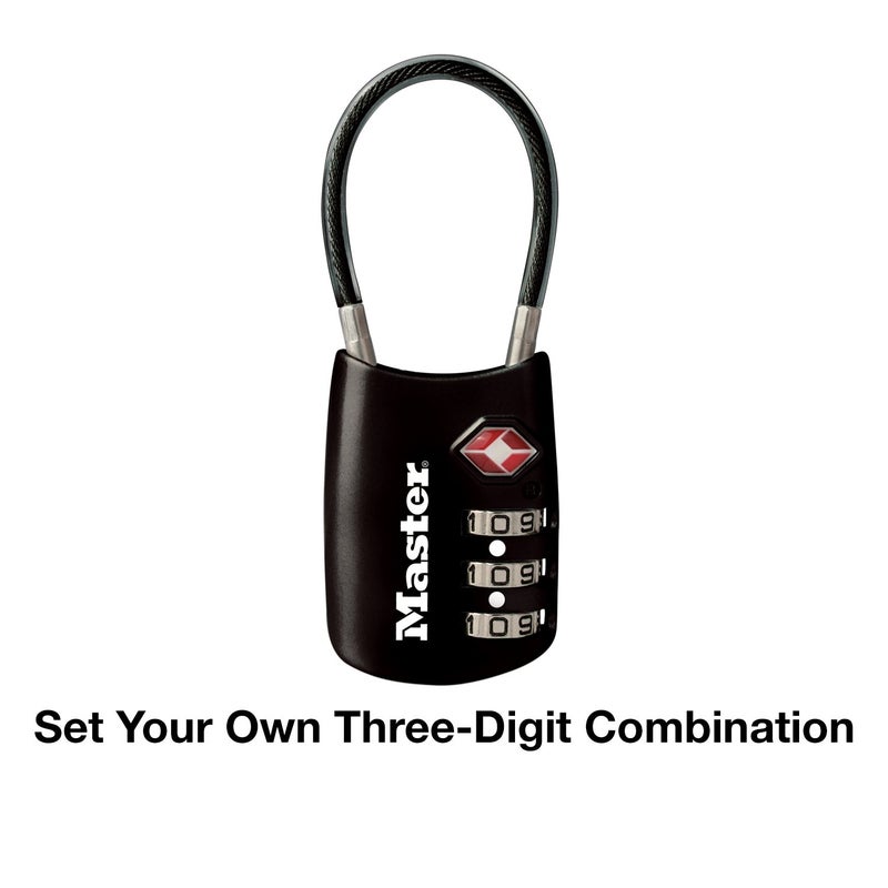Master Lock Master Lock Black Set Your Own Combination TSA Approved Luggage Lock, Travel Lock for Backpacks, Suitcases, or Zippers, 4688D  - Image 4