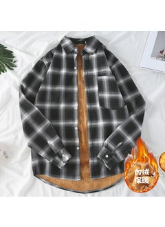 Generic Mens Thermal Plaid Fleece-lined Shirt for Fall/Winter 2005 gray (fleece-lined model) 