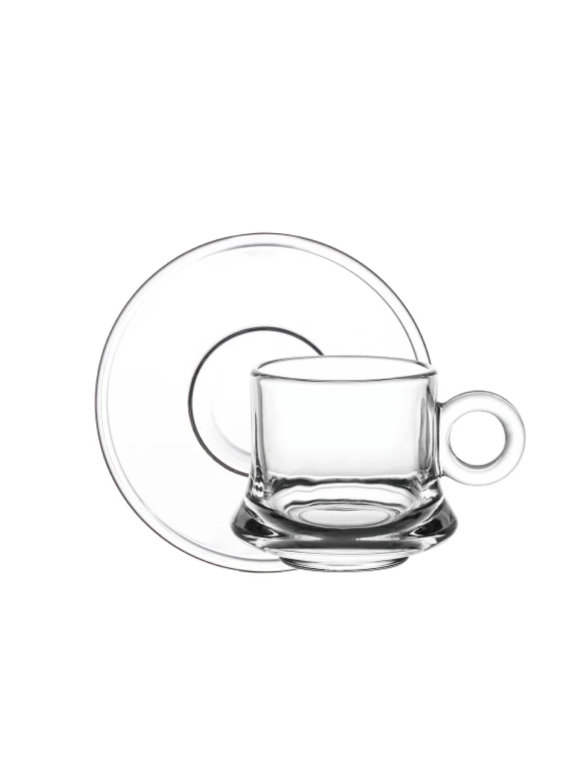 Cuisine Art Doyalex Glass by Cuisine Art  Coffee Cup & Saucer Set - 80ml, 12-Pieces, Transparent