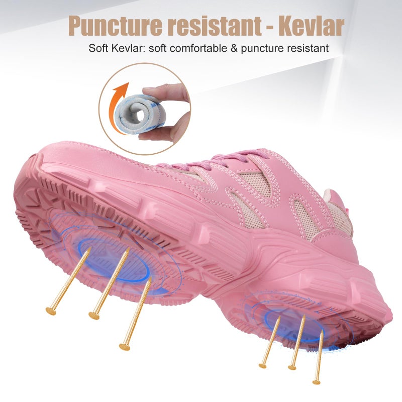Hogent Steel Toe Shoes for Women Men Wide Non Slip Composite Work Sneakers Indestructible Comfortable Safety Tennis Shoes Lightweight Breathable Construction Sneakers Puncture Proof Ergonomic Design - Image 4
