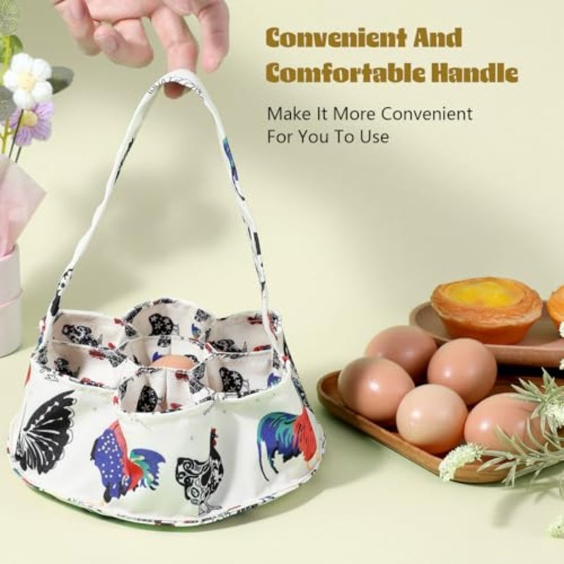 Egg Collecting Basket Canvas Egg Collector With 7 Pouches Portable Farmhouse Chicken Eggs Holder For Chicken Duck Goose Bird Chickens Eggs Basket For Collecting And Gathering Housewife Garden Storage - Image 3