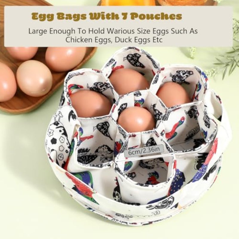 Egg Collecting Basket Canvas Egg Collector With 7 Pouches Portable Farmhouse Chicken Eggs Holder For Chicken Duck Goose Bird Chickens Eggs Basket For Collecting And Gathering Housewife Garden Storage - Image 4