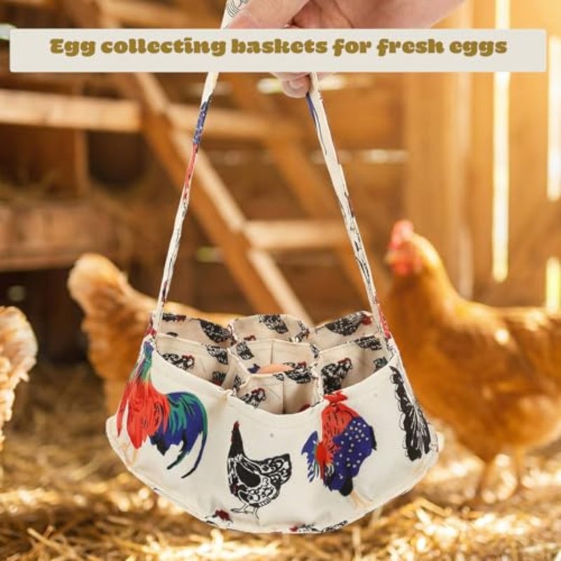 Egg Collecting Basket Canvas Egg Collector With 7 Pouches Portable Farmhouse Chicken Eggs Holder For Chicken Duck Goose Bird Chickens Eggs Basket For Collecting And Gathering Housewife Garden Storage - Image 5