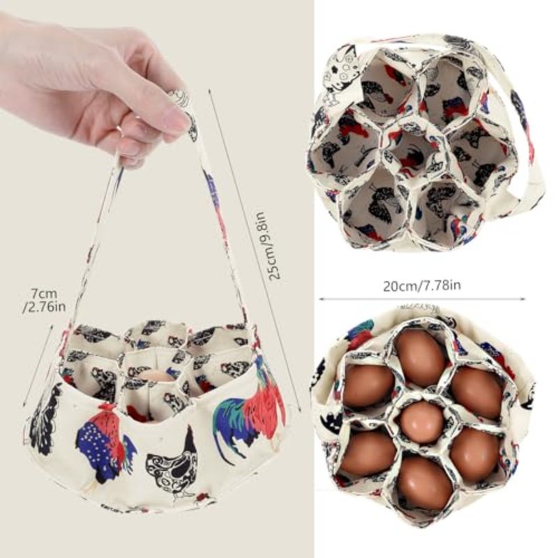 Egg Collecting Basket Canvas Egg Collector With 7 Pouches Portable Farmhouse Chicken Eggs Holder For Chicken Duck Goose Bird Chickens Eggs Basket For Collecting And Gathering Housewife Garden Storage - Image 2