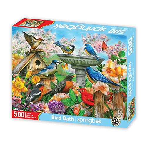 Springbok Bird Bath 500 Piece Jigsaw Puzzle for Adults Unique Cut Pieces Made in USA - Image 5