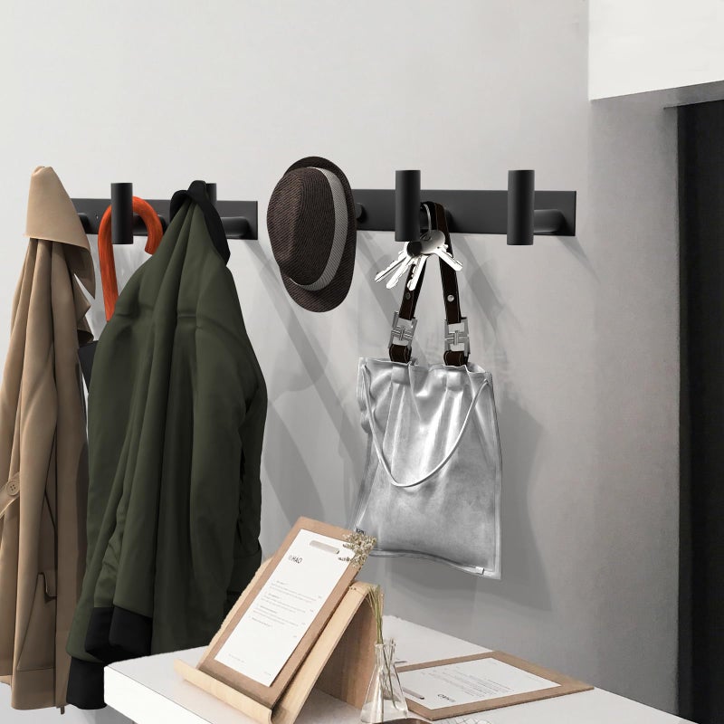 VAEHOLD Black Hat and Coat Wall Mount Rack - 3 Hooks for Robes, Bags, Keys, and Towels - Bathroom Towel Hanger Organizer (1 Pack) - Image 5