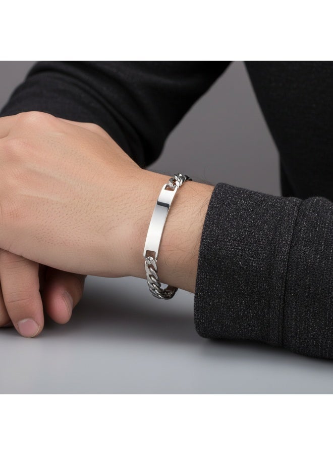 أميتوير سوار هيب هوب عصري للرجال من الفولاذ المقاوم للصدأ | تصميم سلسلة منحنية أنيقة قابلة للتخصيص، عرض 6 مم - Image 2