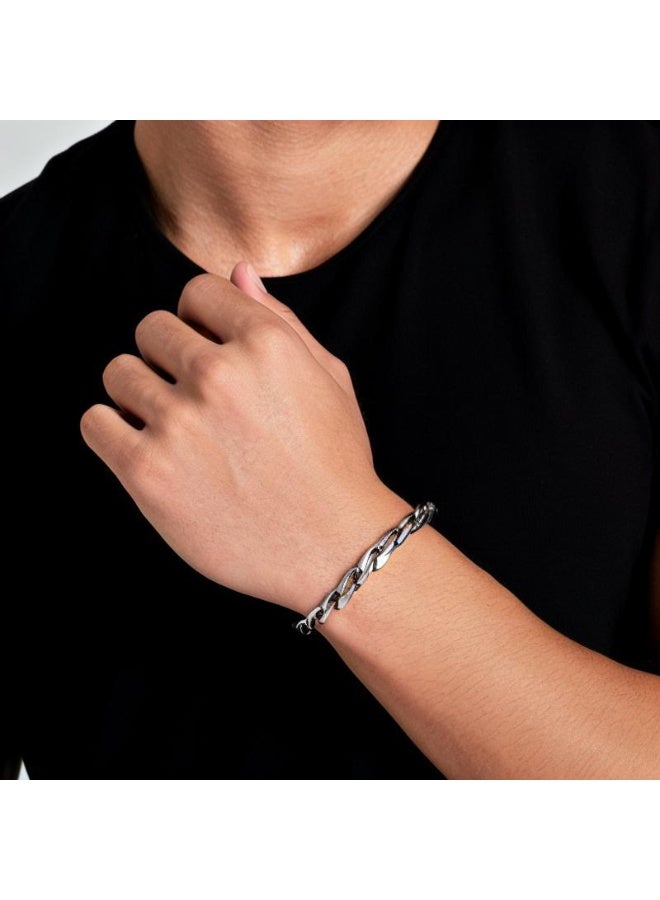 أميتوير سوار هيب هوب عصري للرجال من الفولاذ المقاوم للصدأ | تصميم سلسلة منحنية أنيقة قابلة للتخصيص، عرض 6 مم - Image 3