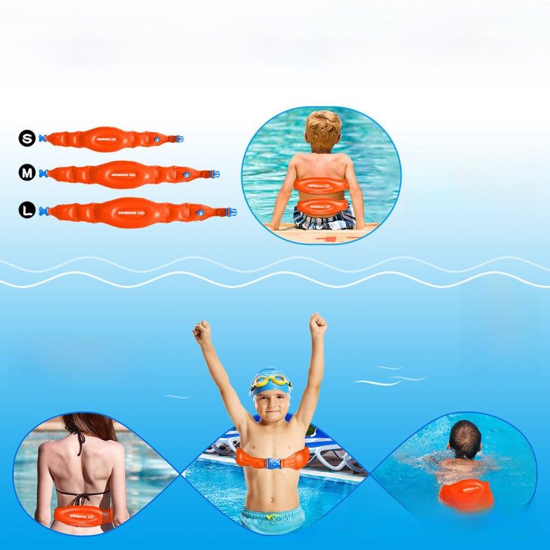 Inflatable Swimming Aid: Orange, 3 Size Belts - Quick Rescue Function, Comfortable Buoyancy Waist Belt for Adult and Child Water Sports, Swimming Emergencies - Image 3
