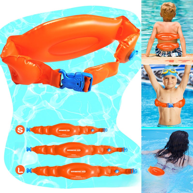 Inflatable Swimming Aid: Orange, 3 Size Belts - Quick Rescue Function, Comfortable Buoyancy Waist Belt for Adult and Child Water Sports, Swimming Emergencies - Image 4