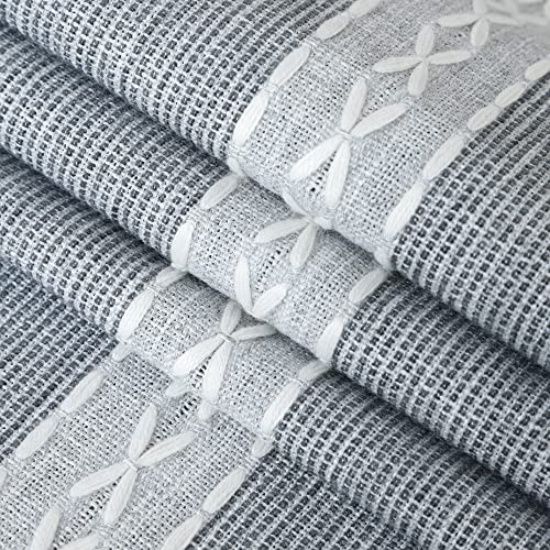 NEWISHER Farmhouse Braided Striped Table Runner Rustic Embroidery Coffee Table Runners for Decorations Weddings Holiday Grey 13x36inch - Image 5