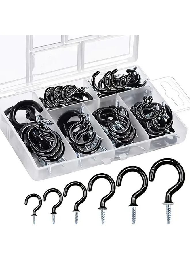 70 Pcs Black Ceiling Screw Hooks Non Slip Vinyl Coated For Hanging Outdoor String Lights Plants - Image 2