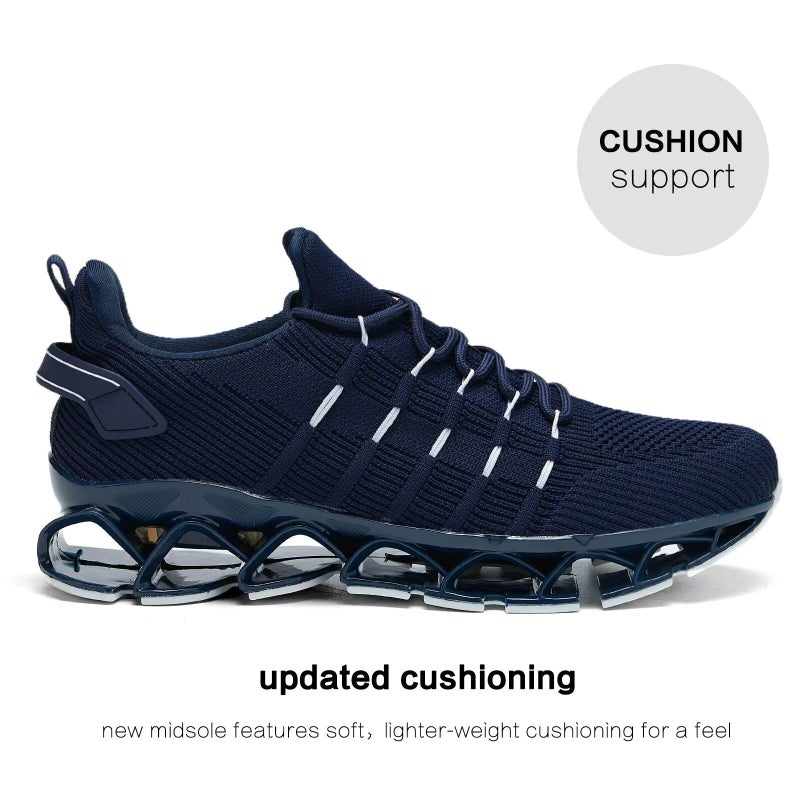 Kapsen Mens Slip On Walking Shoes Blade Non Slip Tennis Running Shoes Lightweight Workout Breathable Mesh Fashion Sneakers Blue - Image 4