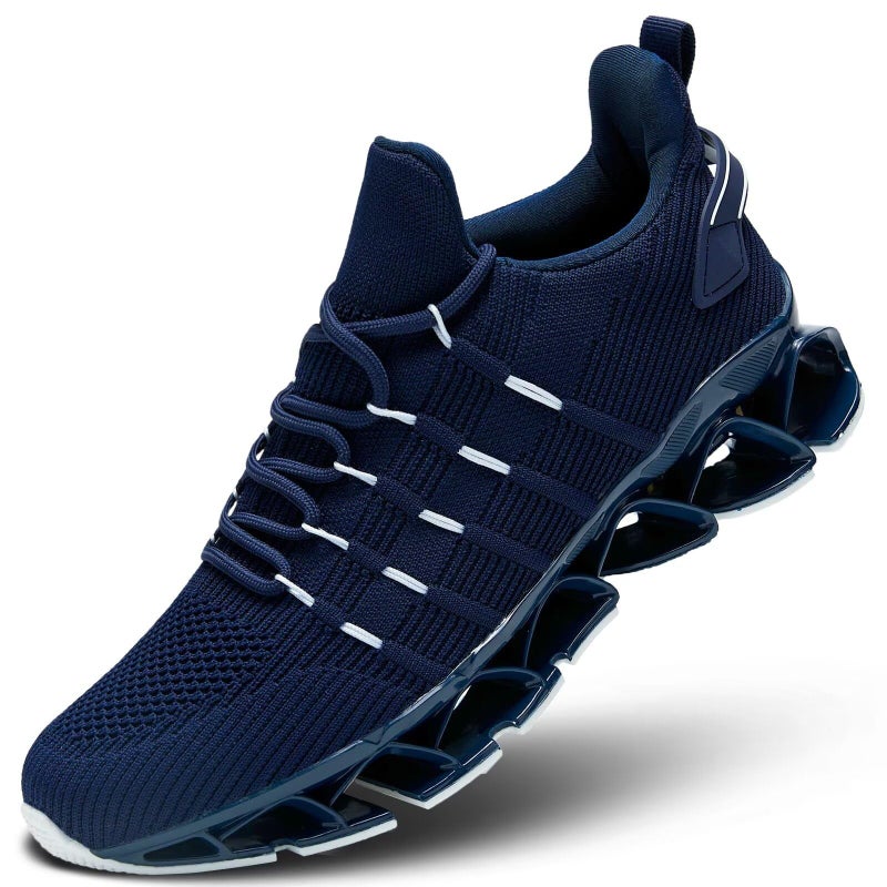 Kapsen Mens Slip On Walking Shoes Blade Non Slip Tennis Running Shoes Lightweight Workout Breathable Mesh Fashion Sneakers Blue - Image 1