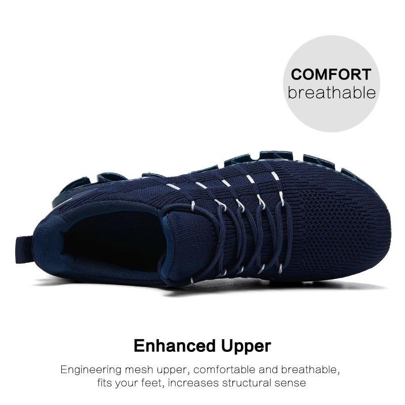 Kapsen Mens Slip On Walking Shoes Blade Non Slip Tennis Running Shoes Lightweight Workout Breathable Mesh Fashion Sneakers Blue - Image 5