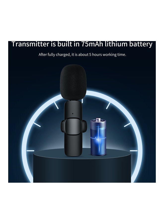 360 Mini Wireless Lavalier Microphone Black - Image 2