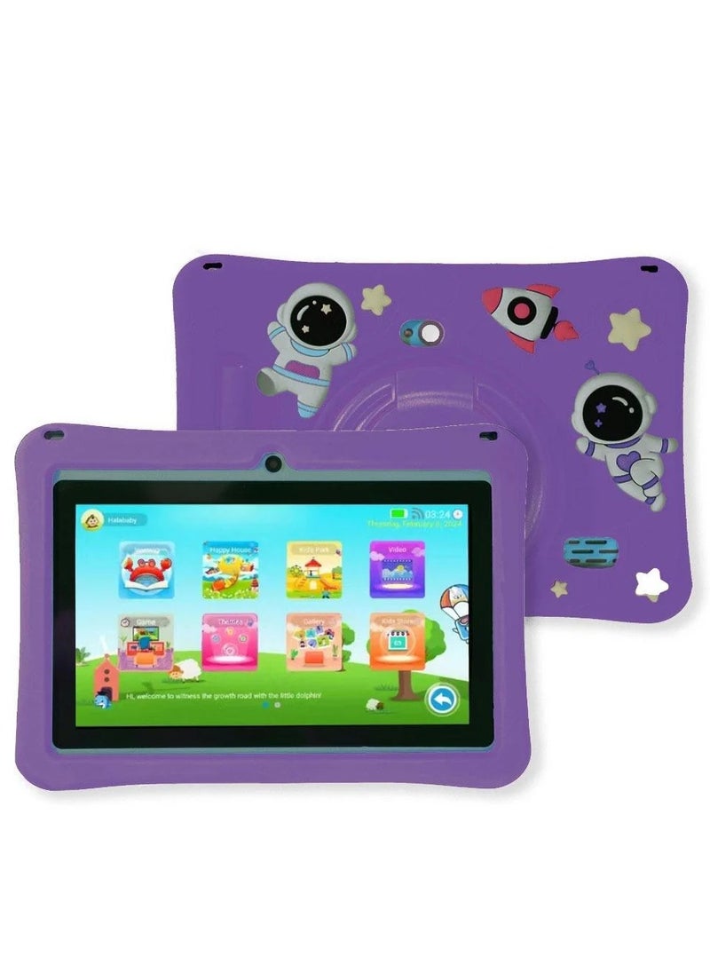 Oteeto K3 Kids Tablet – 7” Wi-Fi Android Tablet with Parental Control, Preloaded Educational Apps & Games, Kid-Proof Case – Perfect Learning Tablet for Children, Purple