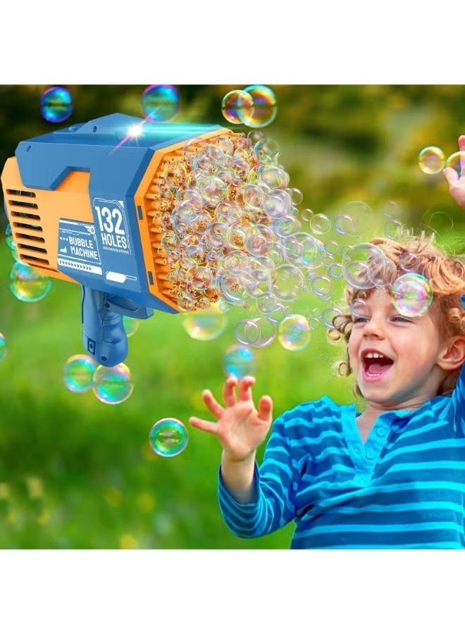 132 Holes Bubble Blower – Automatic Bubble Machine with Colorful Lights and Bubble Solution | Fun Outdoor Toy for Kids - Image 3