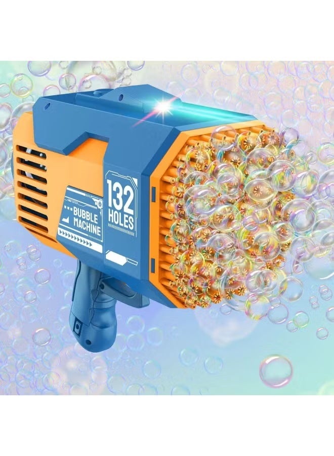 132 Holes Bubble Blower – Automatic Bubble Machine with Colorful Lights and Bubble Solution | Fun Outdoor Toy for Kids - Image 1