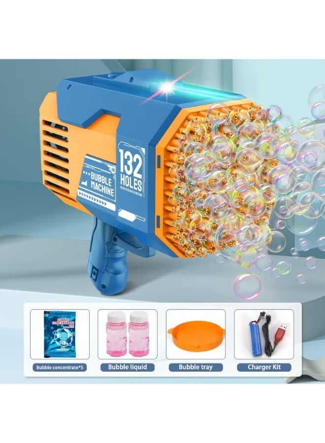 132 Holes Bubble Blower – Automatic Bubble Machine with Colorful Lights and Bubble Solution | Fun Outdoor Toy for Kids - Image 2