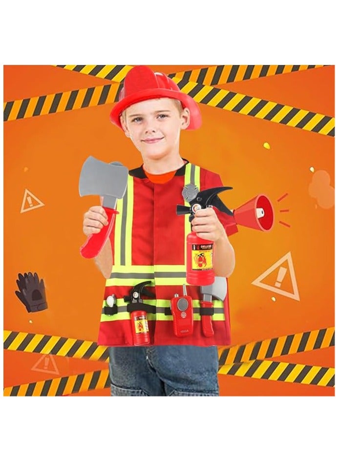 YelaJoy Firefighter Costumes for Kids, Firefighter Accessories Toys, 7 Piece Firefighter Costume Kids Role Play Dress Up Toy Set for Kids, Boys and Girls - Image 2