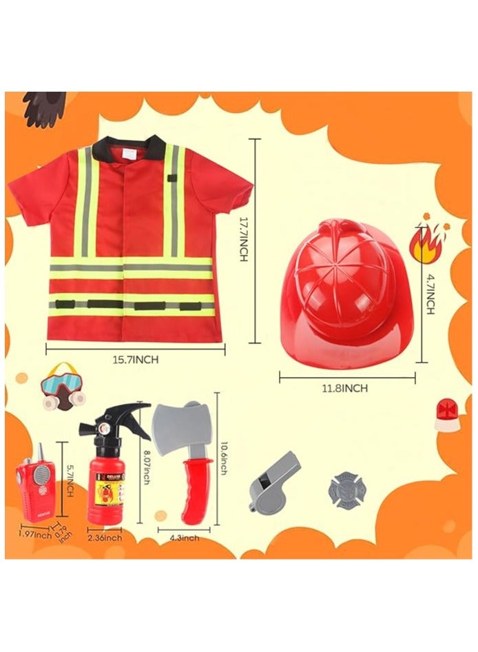 YelaJoy Firefighter Costumes for Kids, Firefighter Accessories Toys, 7 Piece Firefighter Costume Kids Role Play Dress Up Toy Set for Kids, Boys and Girls - Image 5