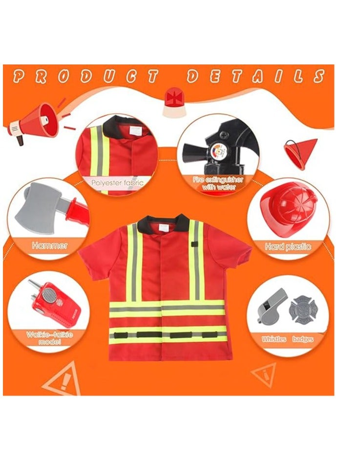 YelaJoy Firefighter Costumes for Kids, Firefighter Accessories Toys, 7 Piece Firefighter Costume Kids Role Play Dress Up Toy Set for Kids, Boys and Girls - Image 4