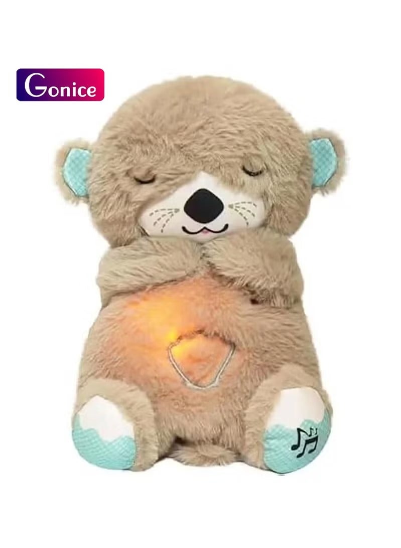جونيس Breathing Otter Soothe 'N Snuggle Breathing Otter Plush Doll Music Sleep Companion مساعد النوم (بني) - Image 1