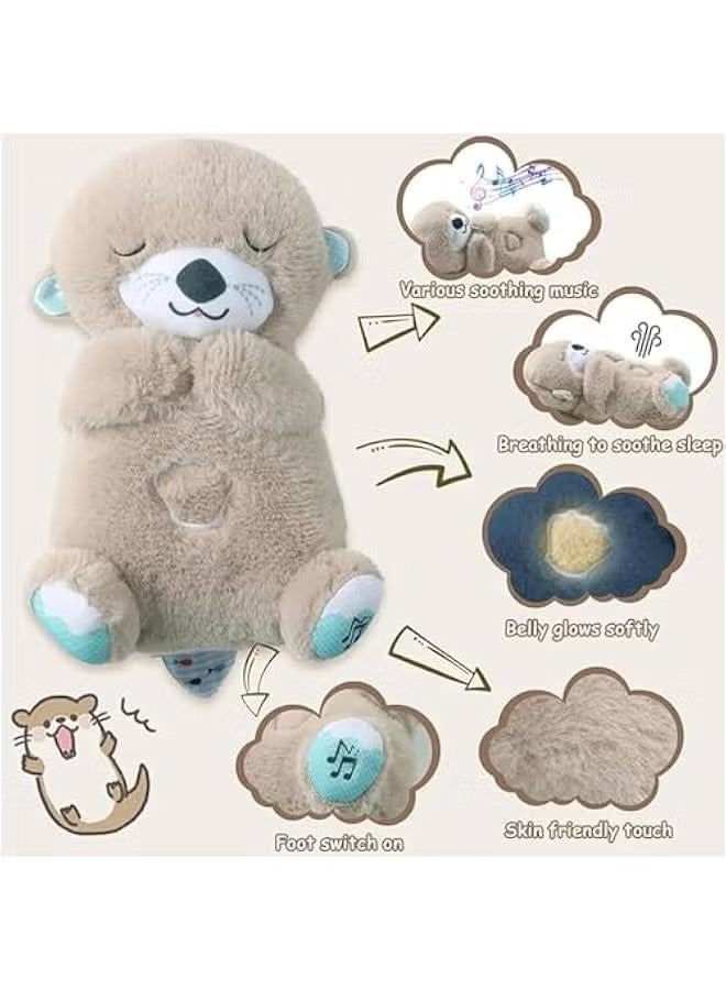 جونيس Breathing Otter Soothe 'N Snuggle Breathing Otter Plush Doll Music Sleep Companion مساعد النوم (بني) - Image 2
