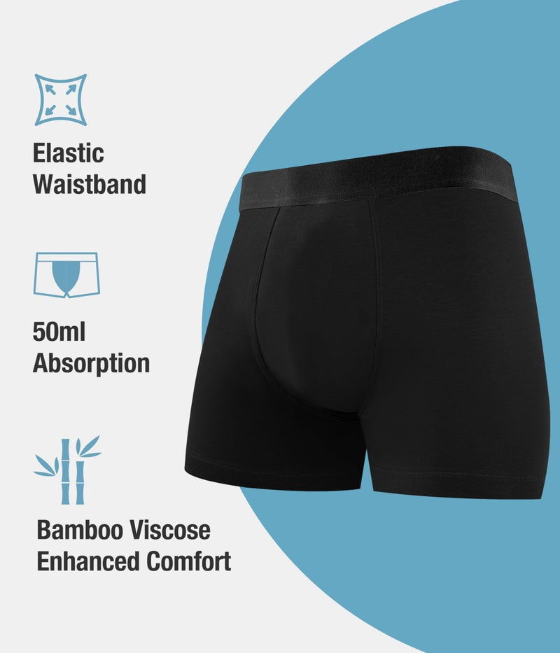 SUNCHIRI Men's Incontinence Underwear, Heavy Absorbent Washable Leak-Proof Reusable Boxer Brief 3 Pack (Multicolor01, Large) - Image 2