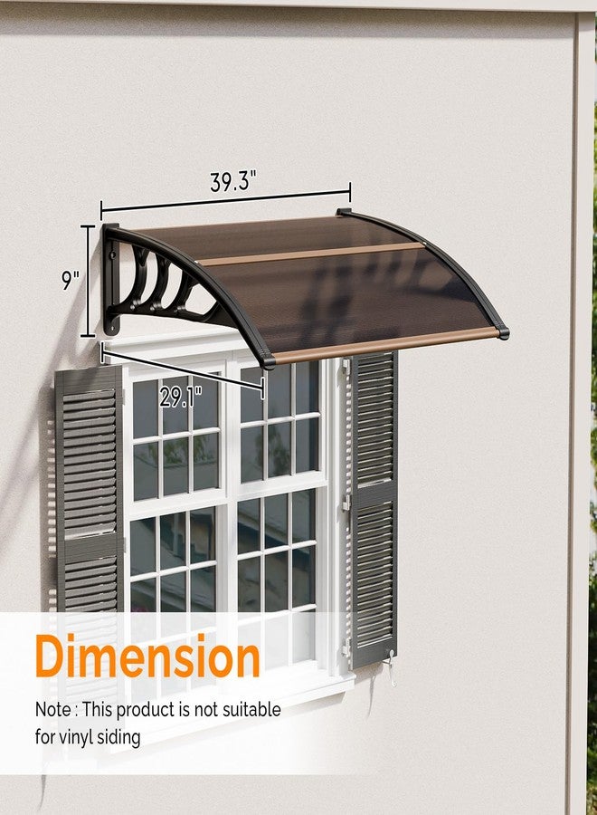 VINGLI Window Awning Door Canopy Exterior, 30" x 40" Awnings for Doors Polycarbonate Cover Patio Door Awning Rain Snow Sunlight Protection Hollow Sheet (Brown Board & Black Bracket) - Image 3