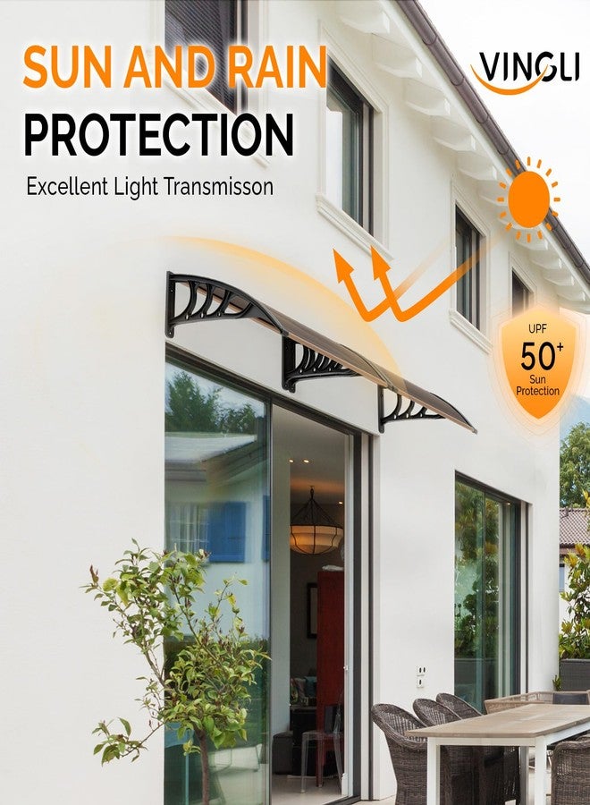 VINGLI Window Awning Door Canopy Exterior, 30" x 40" Awnings for Doors Polycarbonate Cover Patio Door Awning Rain Snow Sunlight Protection Hollow Sheet (Brown Board & Black Bracket) - Image 4