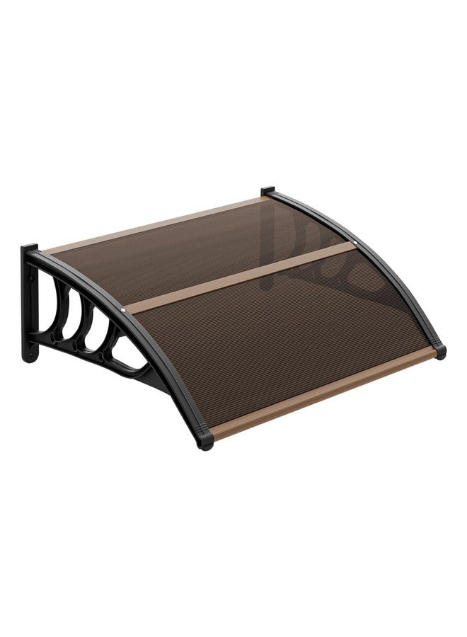 VINGLI Window Awning Door Canopy Exterior, 30" x 40" Awnings for Doors Polycarbonate Cover Patio Door Awning Rain Snow Sunlight Protection Hollow Sheet (Brown Board & Black Bracket) - Image 1