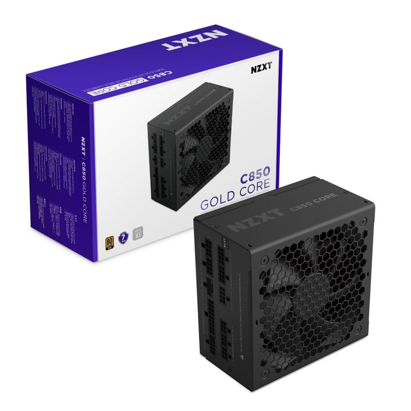 NZXT مزود الطاقة NZXT C850 Gold - 850 واط ATX 3.1 - 80 بلس جولد - بلاتينيوم من Cybenetics - كامل التعديل - PCIe 5.1 600 واط 12V-2x6 - مروحة صفر RPM - مكثفات 105 درجة مئوية - أسود - Image 1