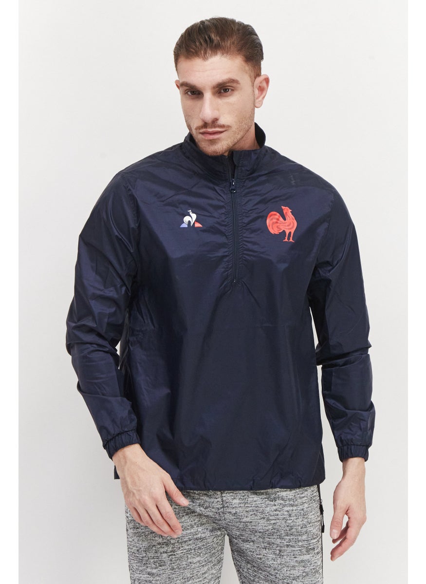 le coq sportif Men Sportswear Fit Brand Logo Training Jacket, Navy  - Image 1
